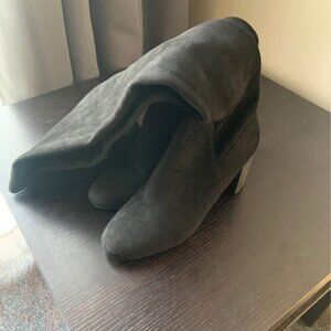 Over the knee, black suede boots